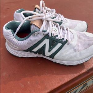 New Balance White and Dark Green Athletic Shoes